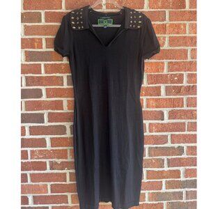 C. Wonder Black Merino Wool Knit Dress w/ Detachable Jeweled Collar | Size L
